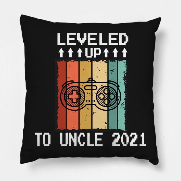 Leveled Up To Uncle 2021 - Pregnancy Announcement New Uncle Retro - Funny Maternity Gift For Gamer Lover Pillow by WassilArt