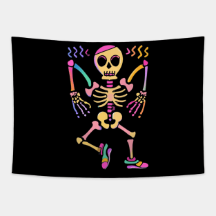 Dancing Skeleton Rainbow Tapestry