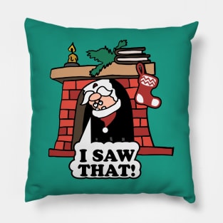 I Saw That! Santa looks out of the fireplace. Pillow