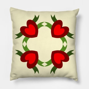 Red Hearts Keep Us Together on buttercream base Pillow