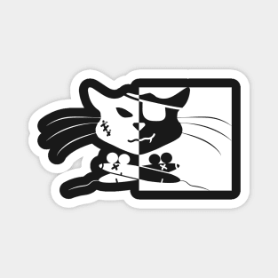 Jolly Roger Pirate Black Cat Crossbones (Cross Mice) Pattern Magnet