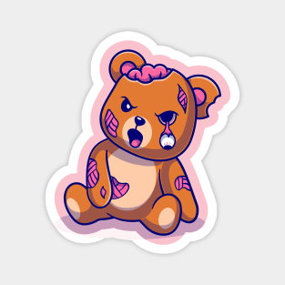 Cute Bear Zombie Cartoon Magnet