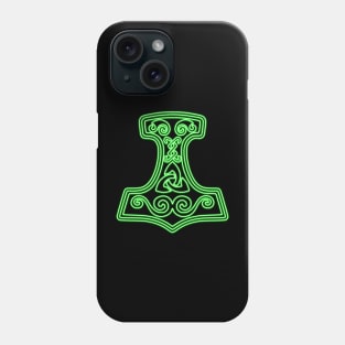 Thor hammer - Mjöllnir - green neon Phone Case