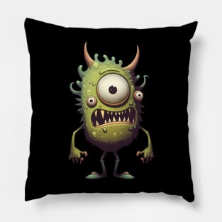 Three-Eyed Green Cute Funny Monster Pillow