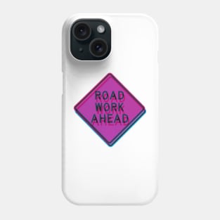 Road work ahead vaporwave Phone Case