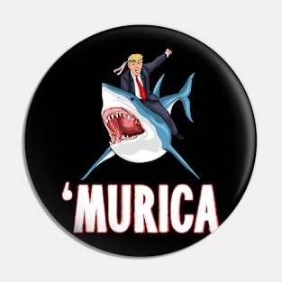 Donald Trump Shark President 4th of July USA America Pin