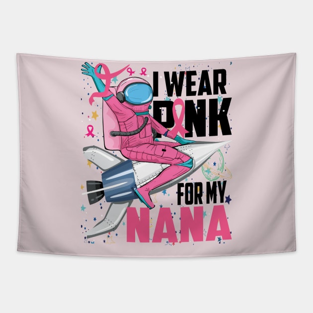 I Wear Pink For My Nana Breast Cancer Awareness Grandma Kids Tapestry by DODG99