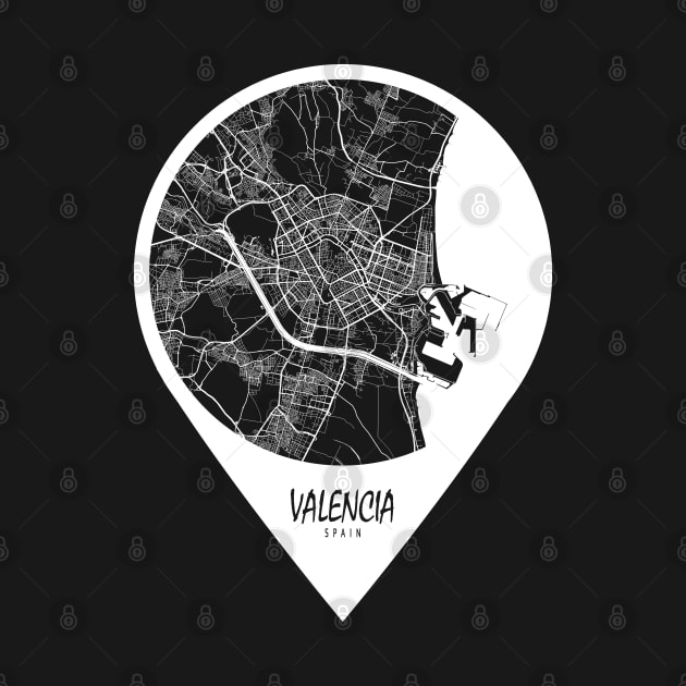 Valencia, Spain City Map - Travel Pin by deMAP Studio