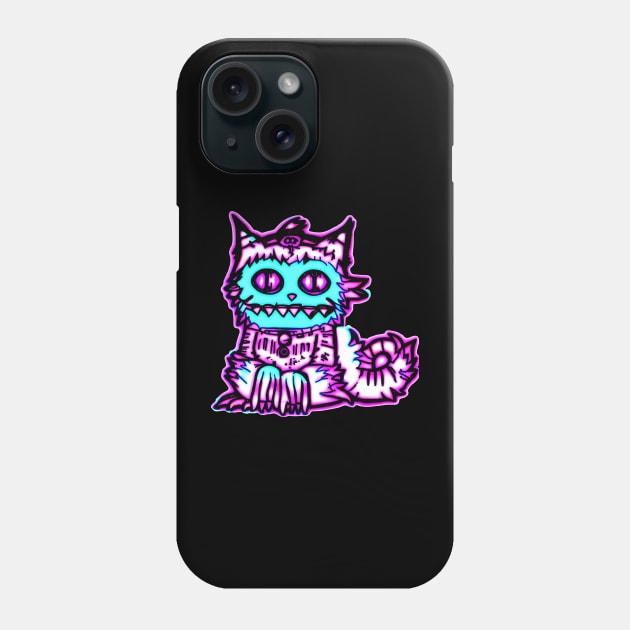 Weirdcore Neon Cat Phone Case by Ravenglow