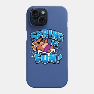 Spring Is Fun Cute Kawaii Bear Chilling On Spring Break Phone Case