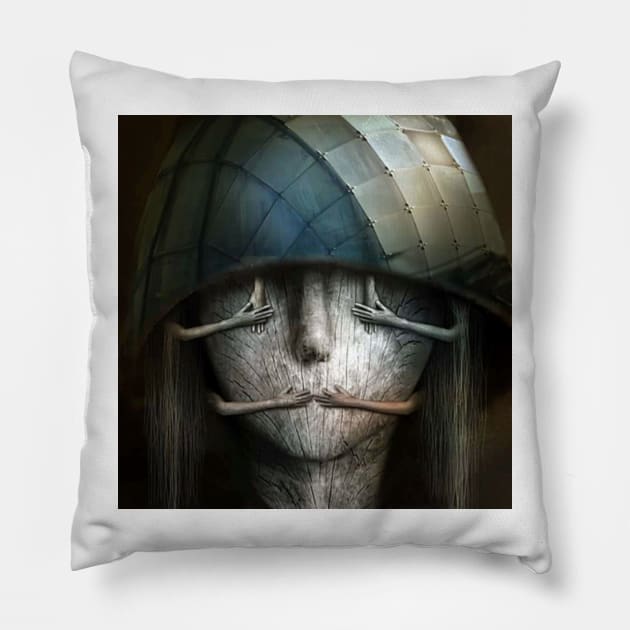 Wooden face Pillow by Andrewstg