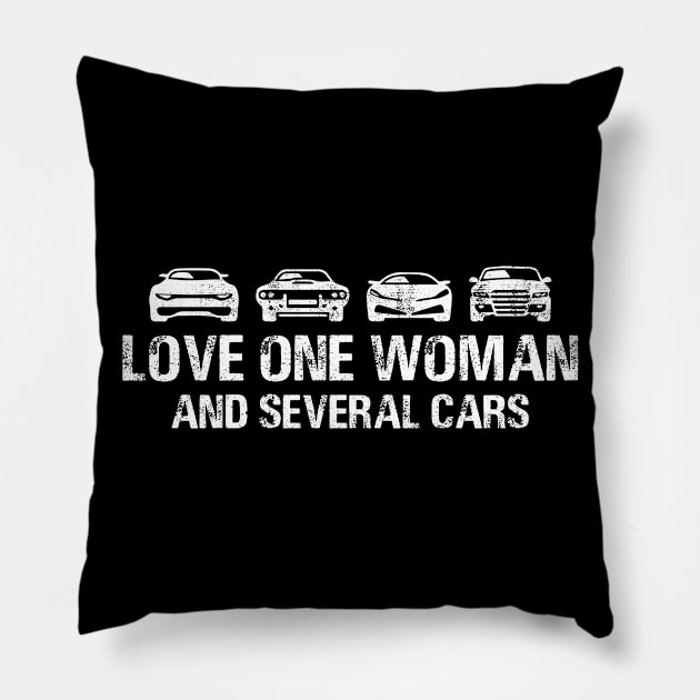 Vintage Car Love One Women And Several Cars Pillow by joneK