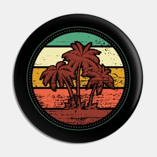 Palm Tree Vintage Retro Style Tropical Beach Sunset Pin