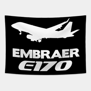 Embraer E170 Silhouette Print (White) Tapestry