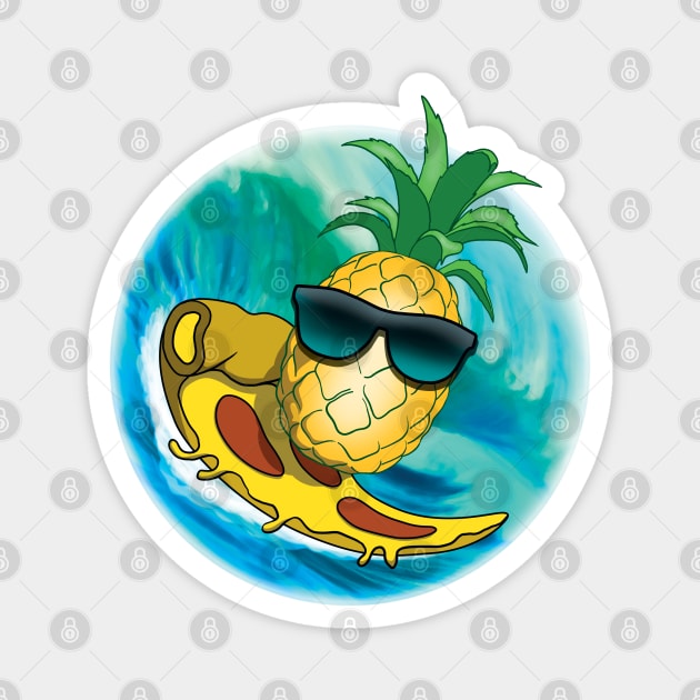 Surfing Pineapple pizza Magnet by TMBTM