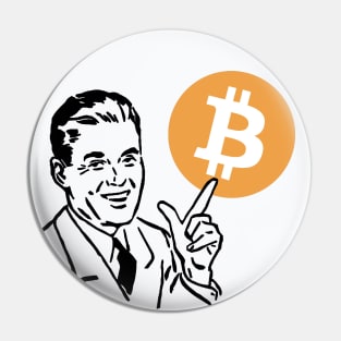 Retro Bitcoin Salesman Pin