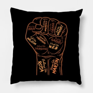 Power Fist Hand Inspiring Black Leaders Black History Month Pillow