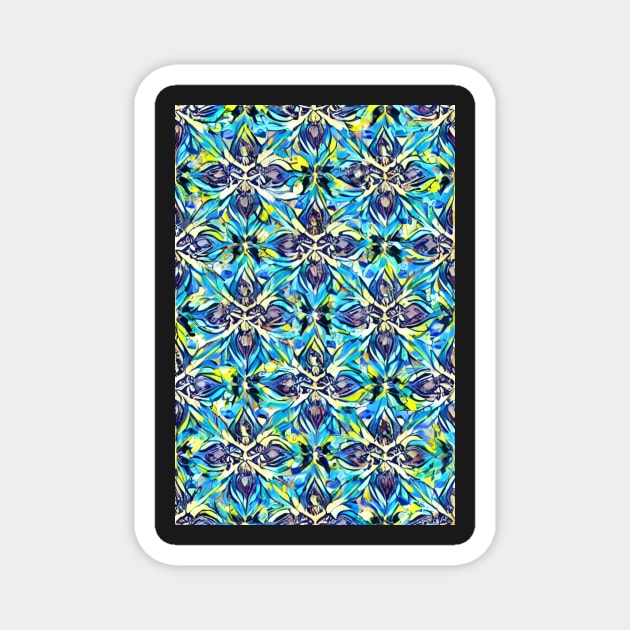 Baby Blue Aesthetic Ornate Crosses Wallpaper Pattern Magnet by BubbleMench