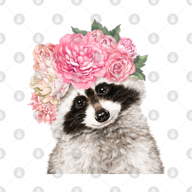 Baby Raccoon with Flower Crown by bignosework