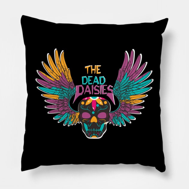 colorful vintage the dead daisies Pillow by Now and Forever