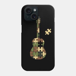 Camouflage Puzzle Classical Guitar Silhouette Phone Case