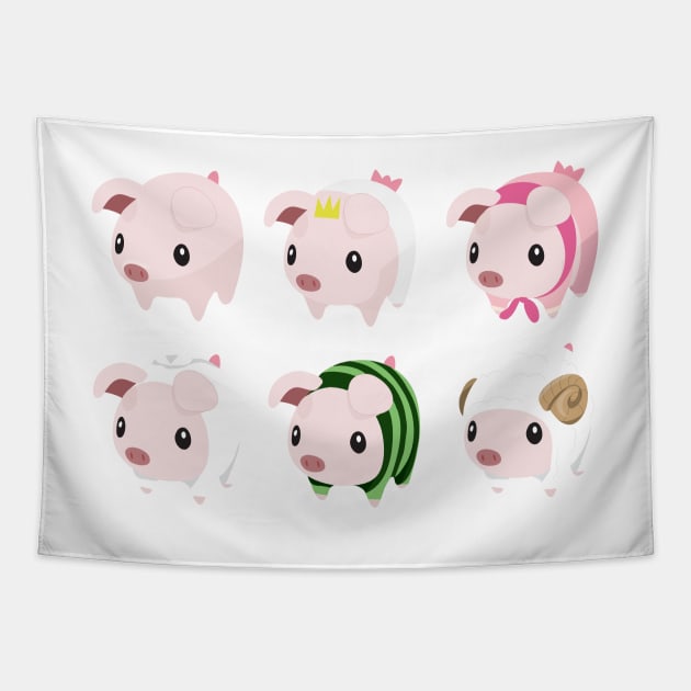 Many Poogie Piggies! Tapestry by taylarwong