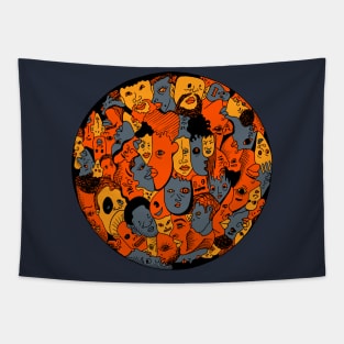 Orangrey Many Faces Tapestry