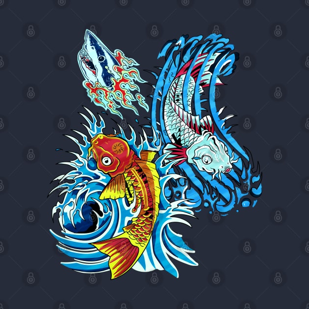 Koi and shark by Frajtgorski