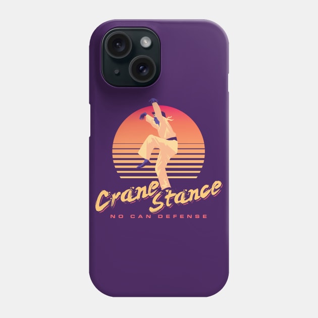 Karate Kid Crane Stance Crane Kick Synthwave Phone Case by Natural 20 Shirts