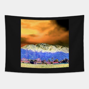 Landscape Sunrise Over Snow Covered Mountains Tapestry