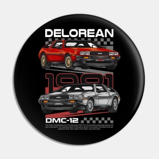 Futuristic Delorean Car Pin