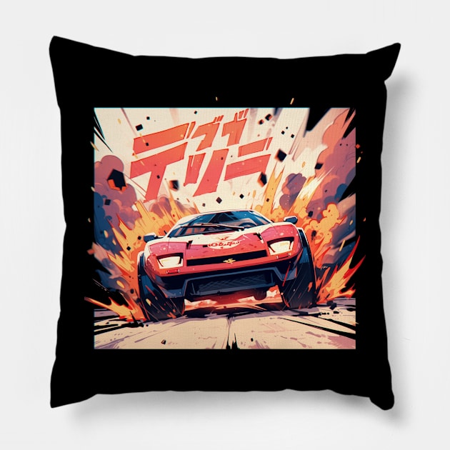 Lambo in Japan Pillow by Neon Dream