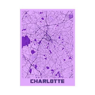 Charlotte - North Carolina Lavender City Map T-Shirt