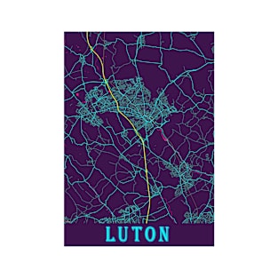 Luton Neon City Map T-Shirt