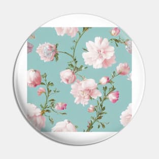 Pink Flowers on Aqua Background Pin