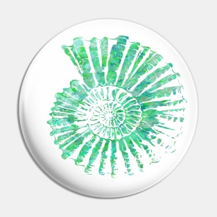 Nautilus Shell Design in Blue and Green Paint Strokes Pattern 2 Pin