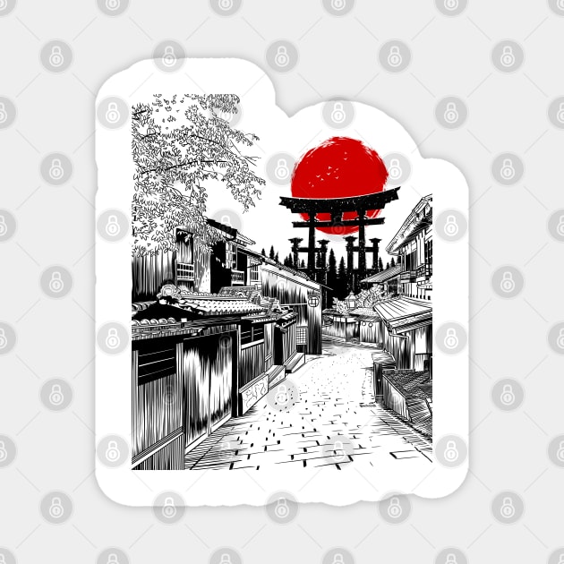 Sketch Street Japan Torii Magnet by albertocubatas