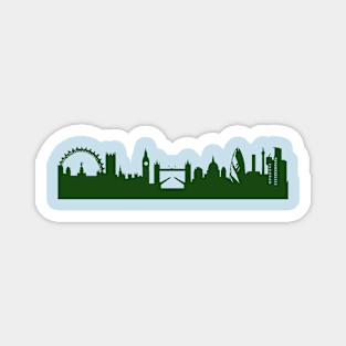LONDON skyline in forest green Magnet