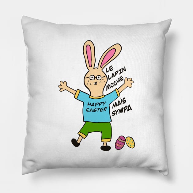 Easter bunny - ugly but nice / Lapin de Pâques moche, mais sympa Pillow by Babush-kat