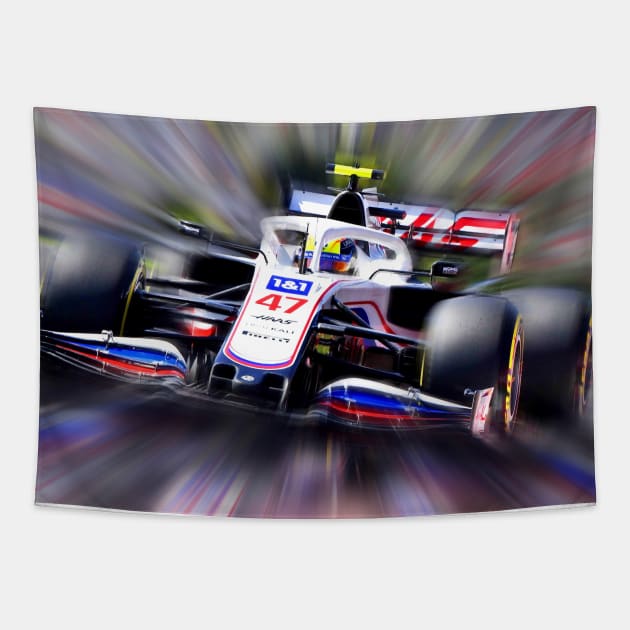 Mick Schumacher - Haas Formula One 2021 Tapestry by DeVerviers