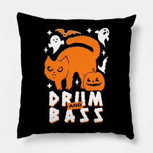 DRUM AND BASS  - Halloween Steez (White/Orange) Pillow