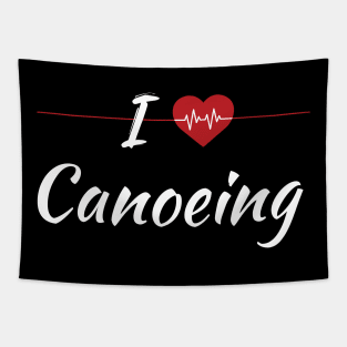 I Love Canoeing Cute Red Heart Tapestry