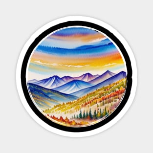 retro mountains design aquarel Magnet