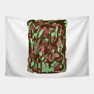 Pink and Mint Color Abstract Wave of Thoughts No 4 Tapestry