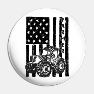 Vintage American flag tractor gift for farmer Pin