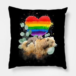 Lgbt Pride Mama Bear With Baby Proud Mom Pillow