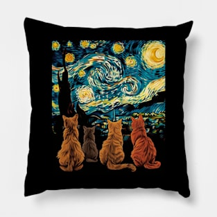 Cat Starry Night Midnight Mysteries Pillow