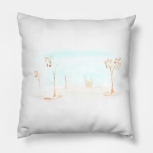 Landscape, watercolor, background, nature, trees, autumn, summer, rural landscape, tranquility, meditation Pillow