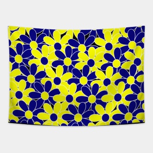 Down Syndrome Blue and Yellow Flower Pattern Tapestry