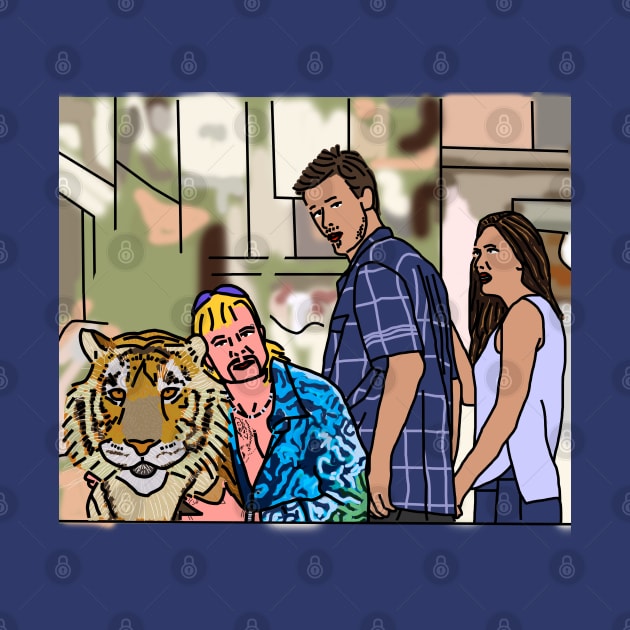 Man and Tiger in Distracted Boyfriend Memes by ellenhenryart